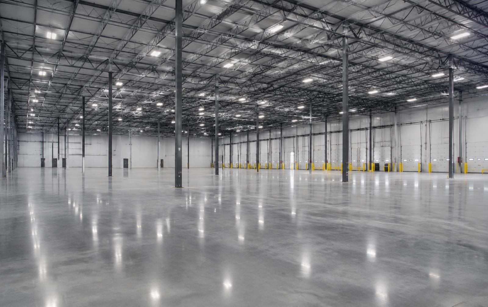 Industrial concrete floor inside a manufacturing facility